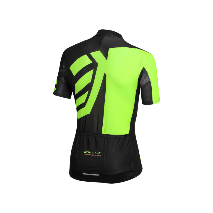 Nuckily MG022 Short Sleeve Mens Cycling Jersey (Black/Green) - BUMSONTHESADDLE