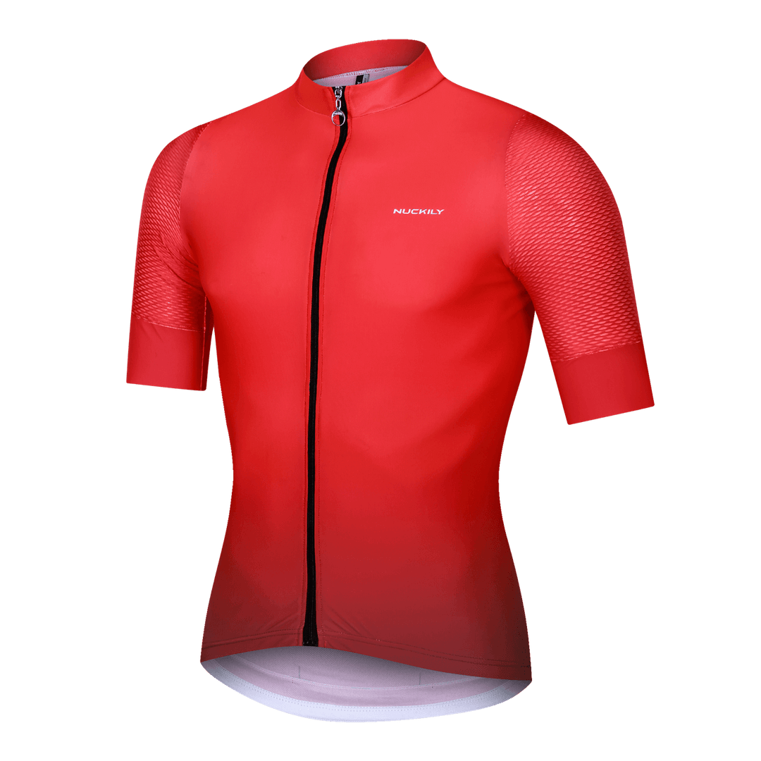 Nuckily MG054 SS Mens Cycling Jersey (White/Black/Red) - BUMSONTHESADDLE