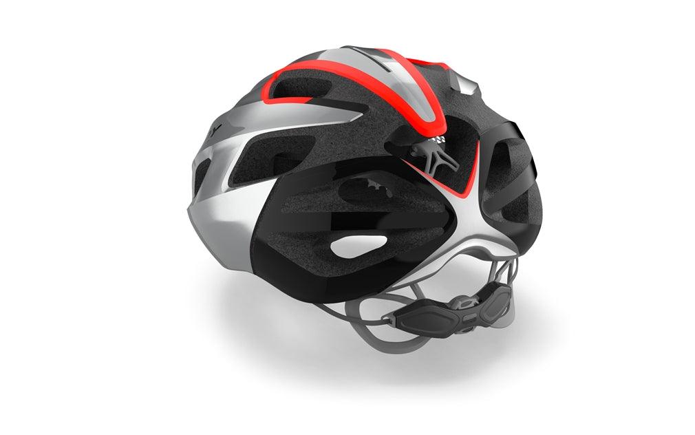 Rudy Project Strym Road Cycling Helmet (Gery Metallic/Red Fluo/Shiny) - BUMSONTHESADDLE