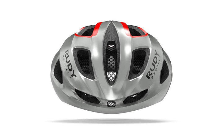 Rudy Project Strym Road Cycling Helmet (Gery Metallic/Red Fluo/Shiny) - BUMSONTHESADDLE