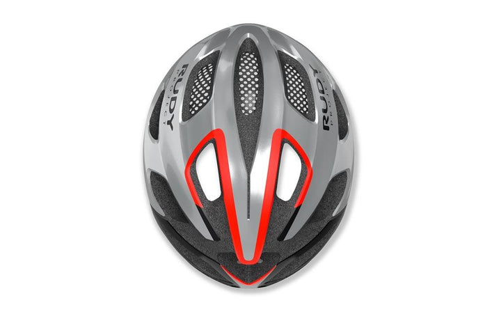 Rudy Project Strym Road Cycling Helmet (Gery Metallic/Red Fluo/Shiny) - BUMSONTHESADDLE