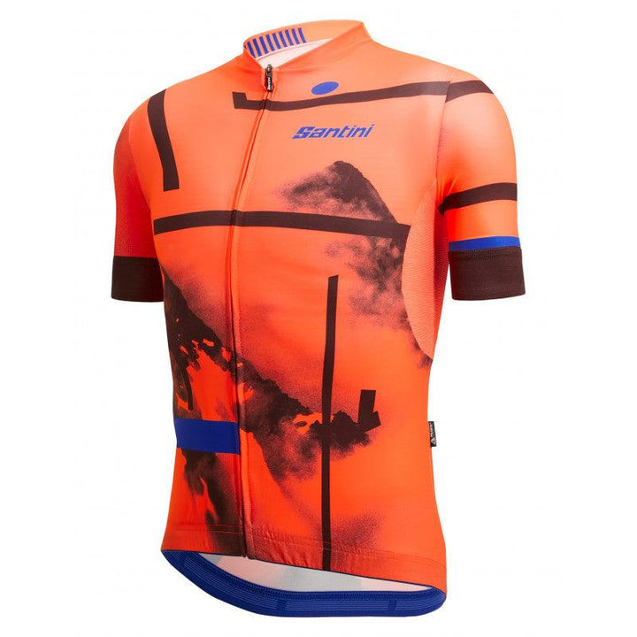 Santini Delta Berg Mens Cycling Jersey (Flashy Orange) - BUMSONTHESADDLE