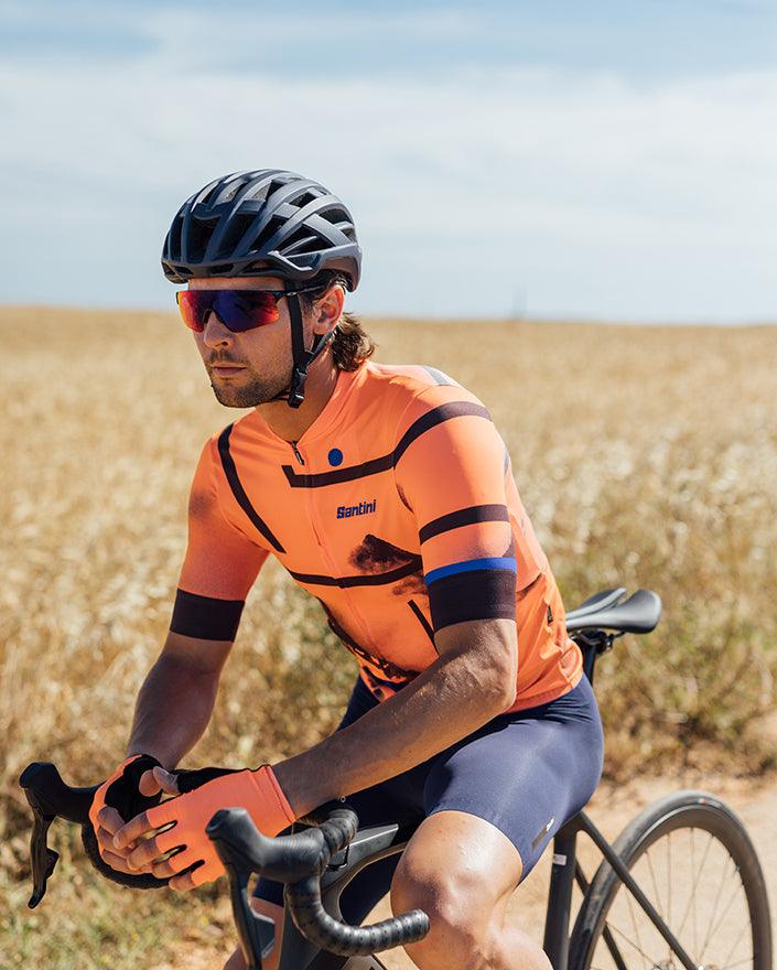Santini Delta Berg Mens Cycling Jersey (Flashy Orange) - BUMSONTHESADDLE