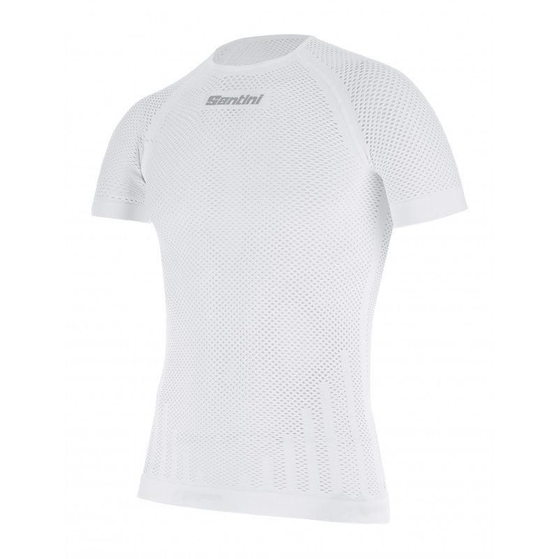 Santini Mesh Short Sleeve Mens Cycling Baselayer (White) - BUMSONTHESADDLE