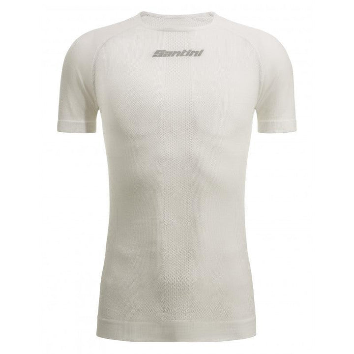 Santini Rete Short Sleeve Mens Cycling Baselayer (White) - BUMSONTHESADDLE