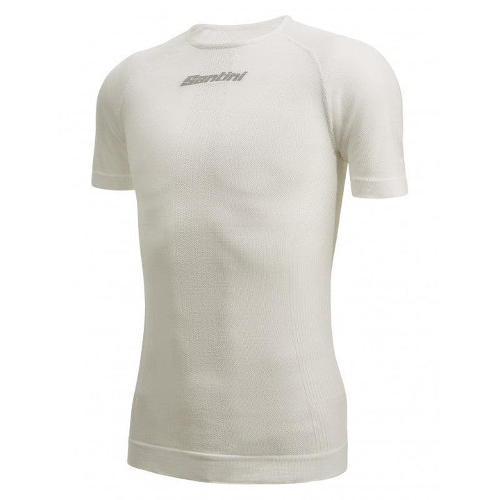 Santini Rete Short Sleeve Mens Cycling Baselayer (White) - BUMSONTHESADDLE