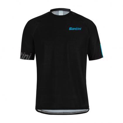 Santini Sasso MTB Mens Cycling Jersey (Black/Turquoise) - BUMSONTHESADDLE