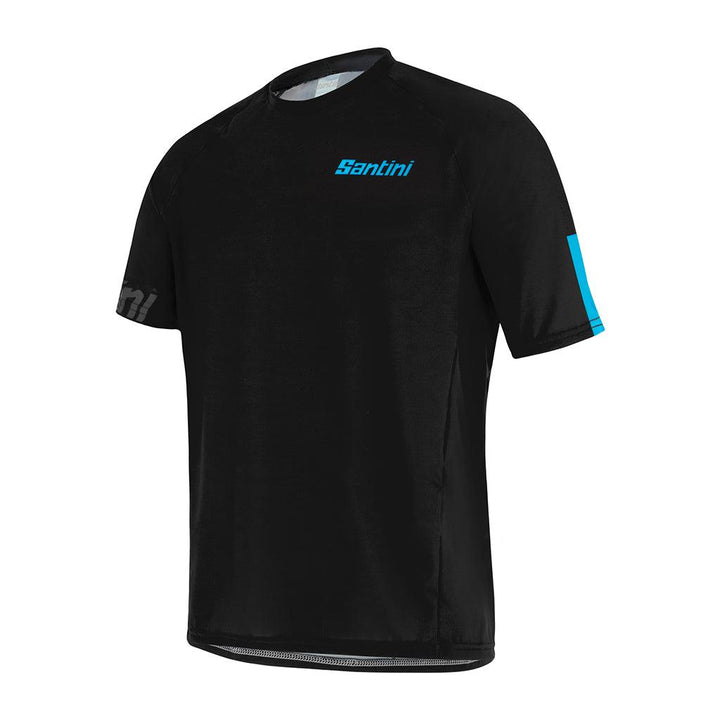 Santini Sasso MTB Mens Cycling Jersey (Black/Turquoise) - BUMSONTHESADDLE