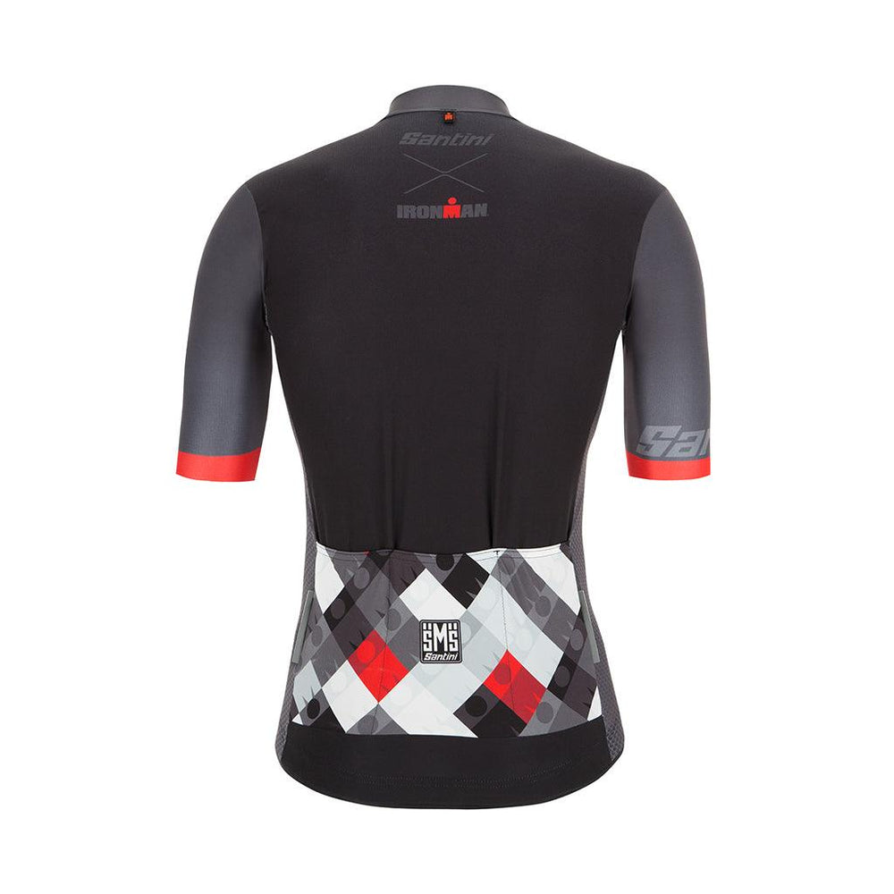 Santini Vis Ironman Mens Cycling Jersey (Red) - BUMSONTHESADDLE