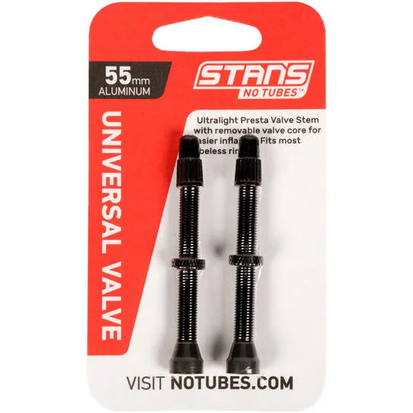 Stans NoTubes Universal Presta Valve Stem Pair (Black)