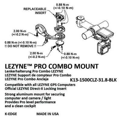 K-Edge Lezyne Pro Combo Mount (Black Anodize)