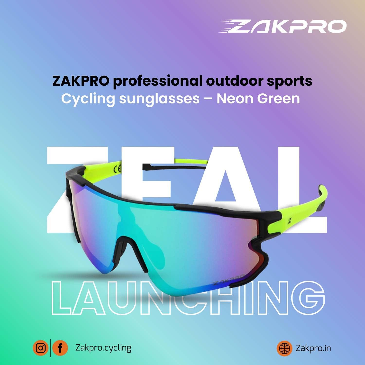 Zakpro Professional Outdoor Sport Sunglasses (Fluorescent Green) - BUMSONTHESADDLE