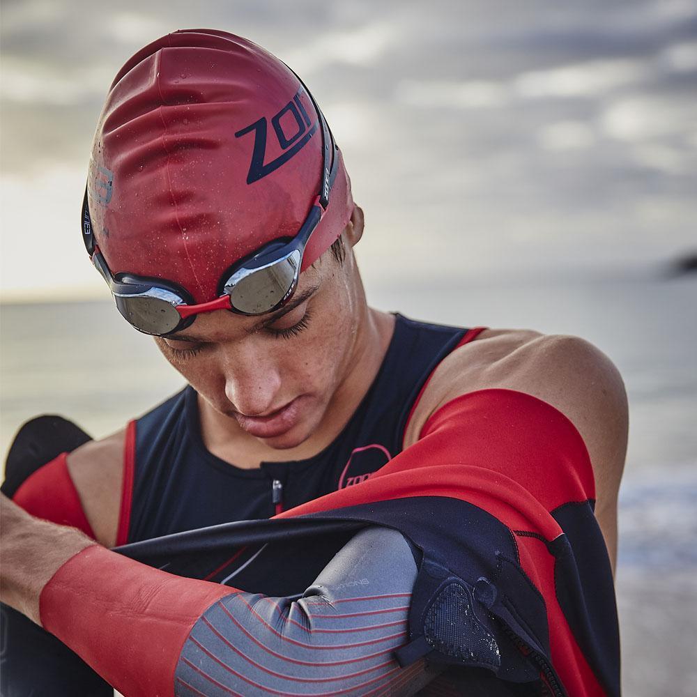 Zone 3 Silicone Swim Cap (Red) - BUMSONTHESADDLE